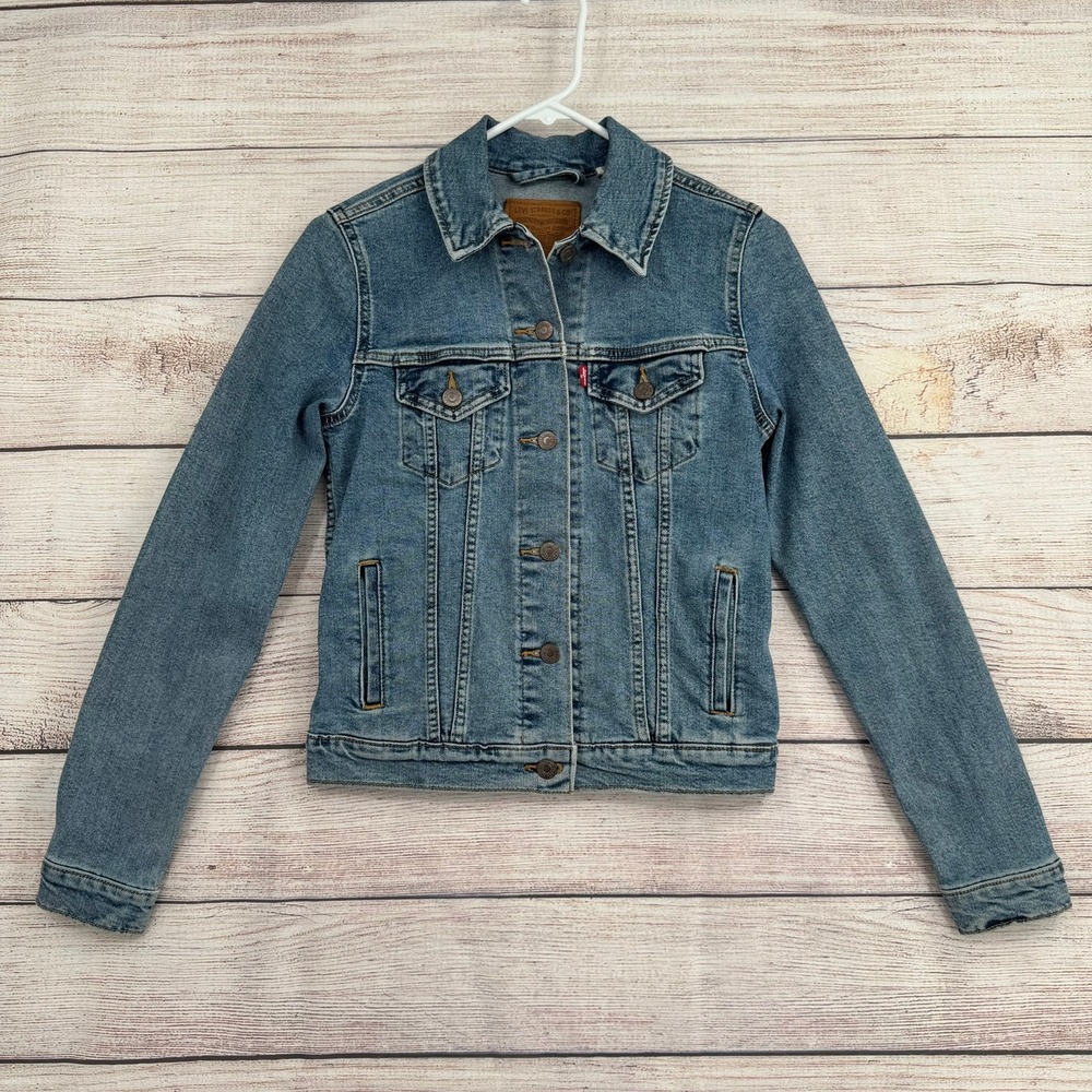 Levi's Premium Trucker Jacket Women XS Blue Denim Button Up 29945-0087
